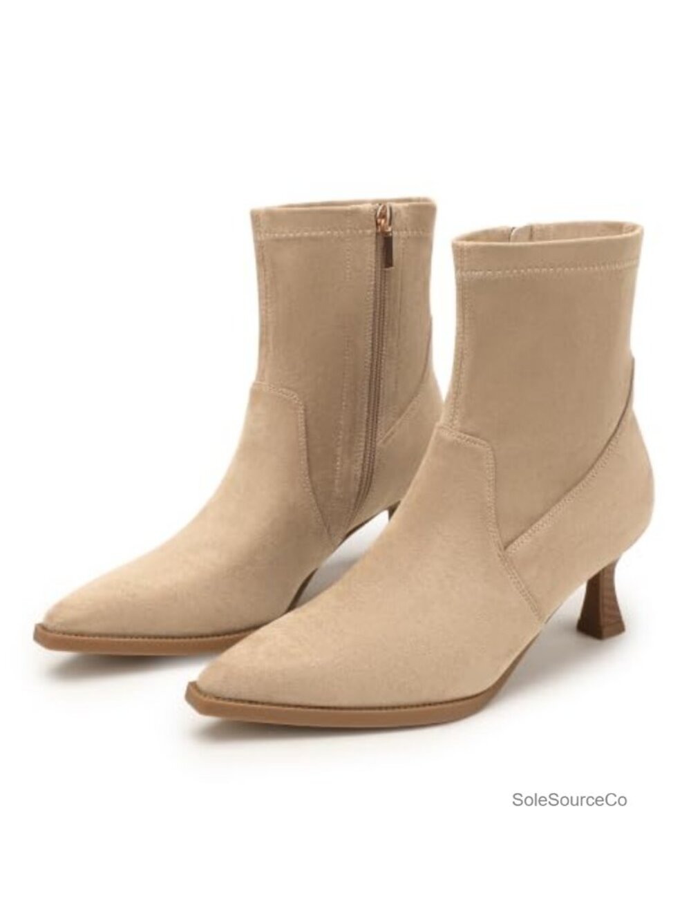 Pointed Toe Kitten Low Heel Ankle Boots Booties